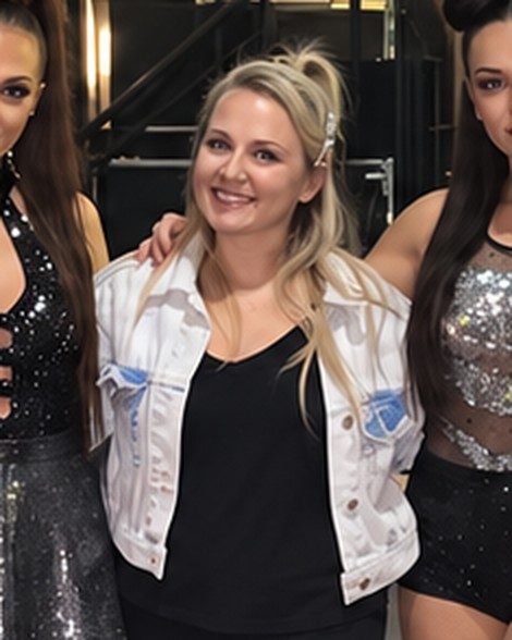 Vicky backstage with the dance cast